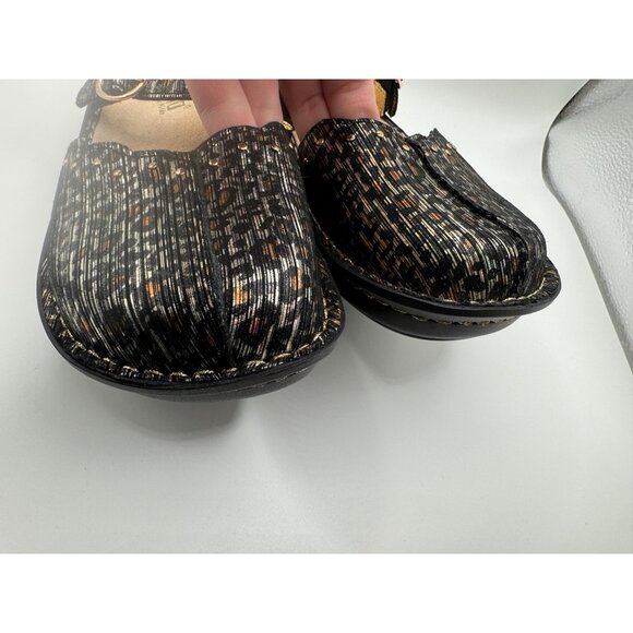 Alegria Tuscany Black Metallic Gold Leopard Print Mary Jane Clogs 36 US 6/6.5 main image 7